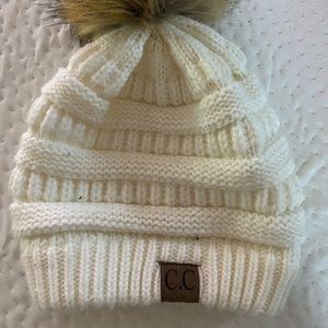 CC cream white beanie